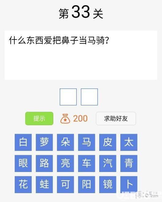 《脑筋急转弯大闯关》第33关之什么东西爱把鼻子当马骑