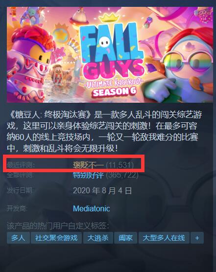 Steam《糖豆人》新增大量差评：打不开!