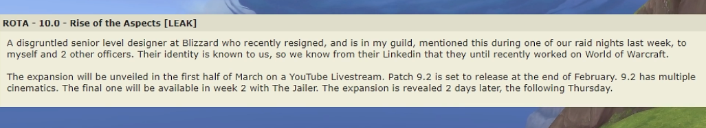 真假未知的《魔兽世界》新地图新职业，将三月上旬公布？
