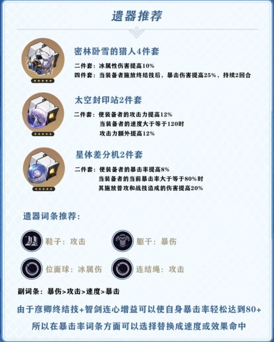 崩坏星穹铁道彦卿培养一图流