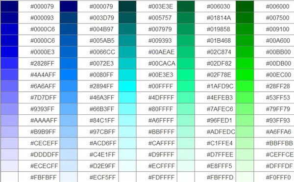 颜色代码表高清