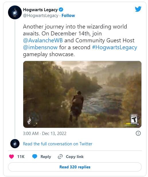 《霍格沃茨之遗》将于12月15日举行第二个游戏展示会 预热视频公布