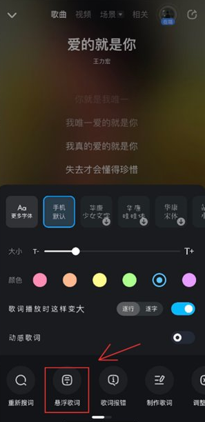 酷狗音乐歌词悬浮窗