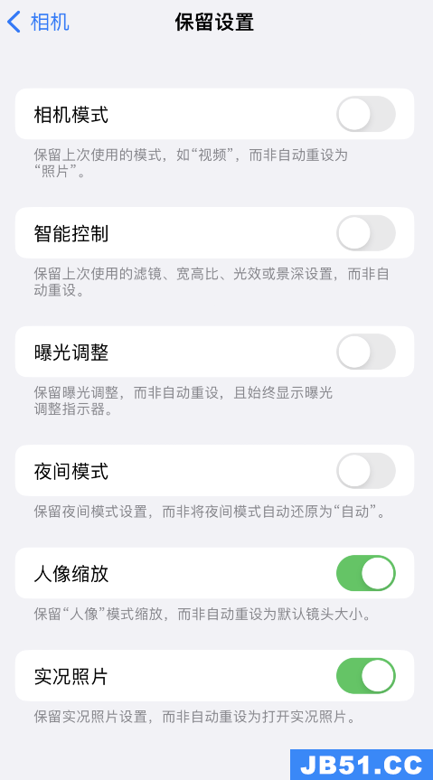 ios15相机保留设置