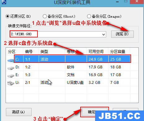 u深度装win8系统c盘不见了