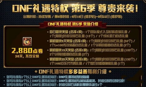 DNF礼遇特权第6季活动奖励介绍-DNF礼遇特权第6季怎么玩