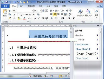 word2010样式窗口