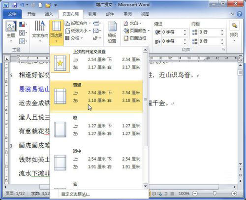 word2010设置页边距