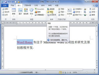 word2010如何添加书签