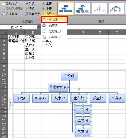 excel中如何制作组织结构图