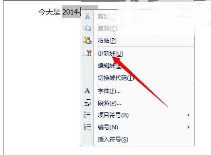 在word2010中,更新域的方法