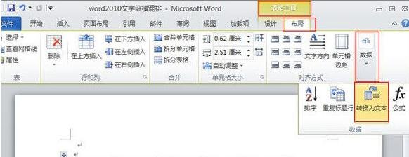 怎么在word2010表格中进行文本格式互换操作