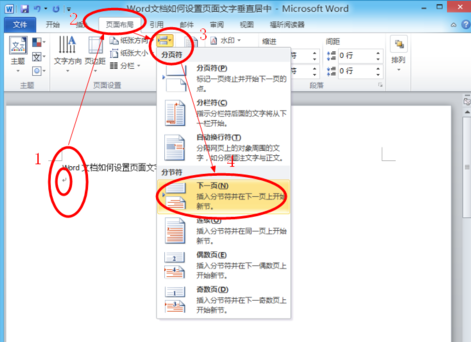 word2010文字垂直居中在哪里