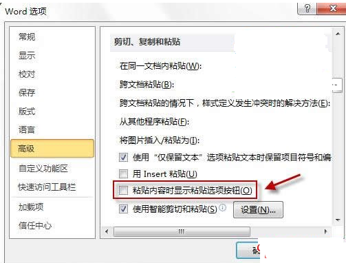 excel2010中的粘贴选项按钮怎样去除隐藏功能