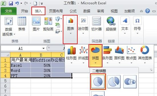 excel中如何制作扇形图