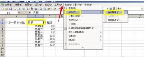 在excel2003中根据日期进行筛选的具体操作是