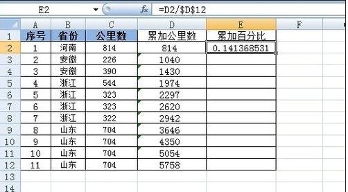 在excel2003中使用函数计算百分比的具体方法是