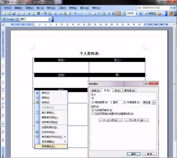 word2003制作表格的详细步骤