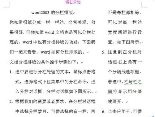 word2003分栏在哪个菜单