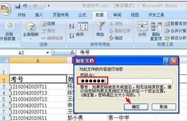 怎样对excel2007表格加密