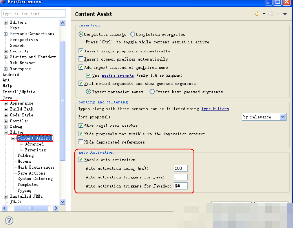 怎样配置eclipse的代码自动提示功能