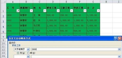 excel表格中自定义筛选怎么搞