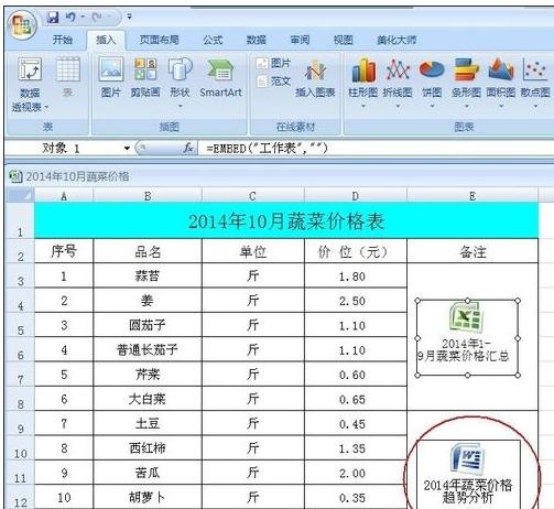 excel单元格嵌入对象