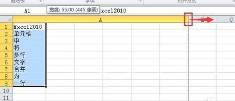 在excel单元格中将多行文字合并为一行的具体操作步骤