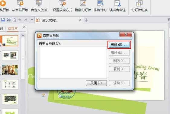wps自定义放映怎么设置