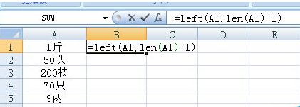 excel中批量去除单元格内最后一个字的具体操作步骤