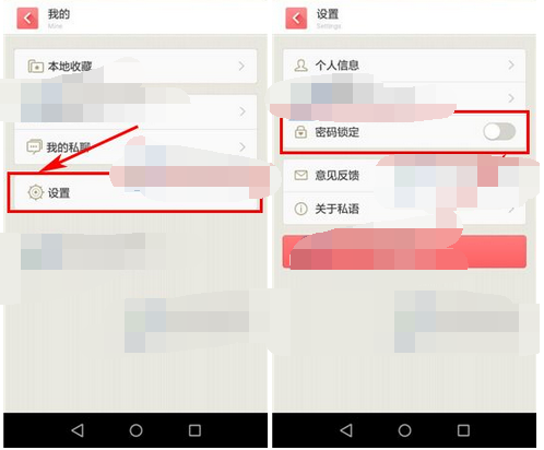 在私语app中开启密码锁定的具体方法是