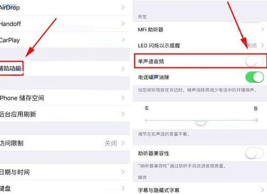 在iphone x中开启单声道音频功能的具体方法是