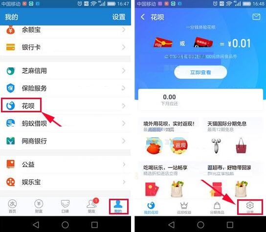 在支付宝app中关闭花呗的具体操作方法