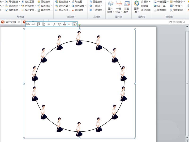 ppt制作出环形排列的照片效果的教程