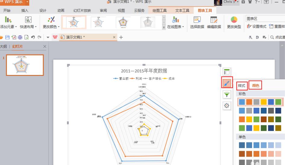 ppt如何制作雷达图