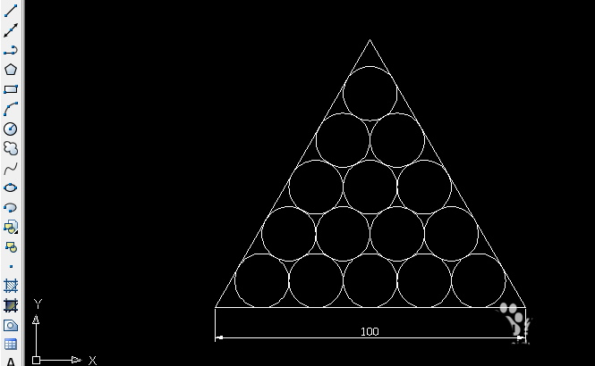 教大家使用cad画出三角形中15个相切圆的图形