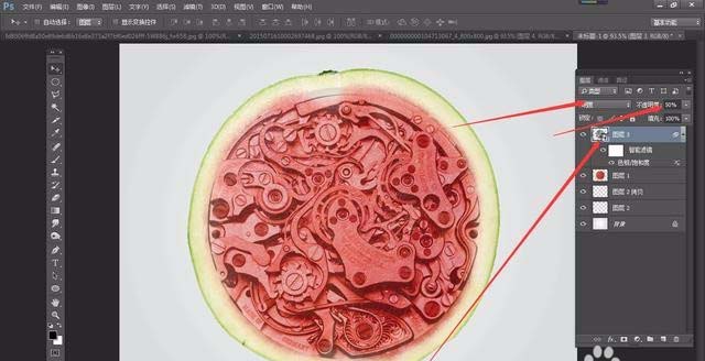 ps将西瓜和机械图合成到一起的具体操作方法是什么
