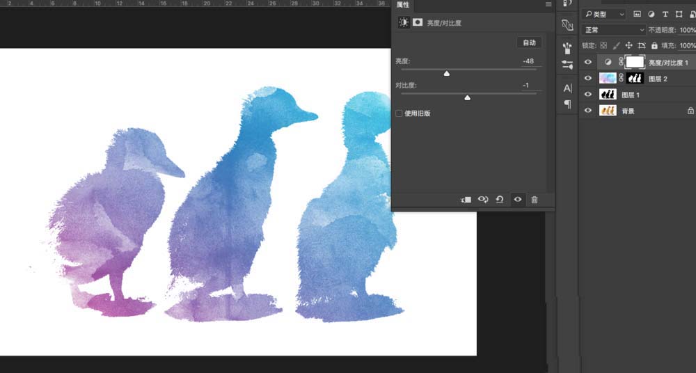 ps制作出小鸭子水彩剪影效果的详细方法是什么