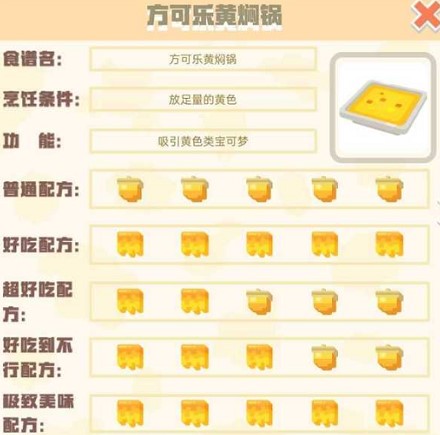 宝可梦大探险方可乐黄焖锅食谱配方及吸引宠物一览