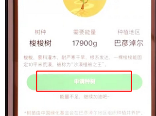 支付宝蚂蚁森林怎么申请种树