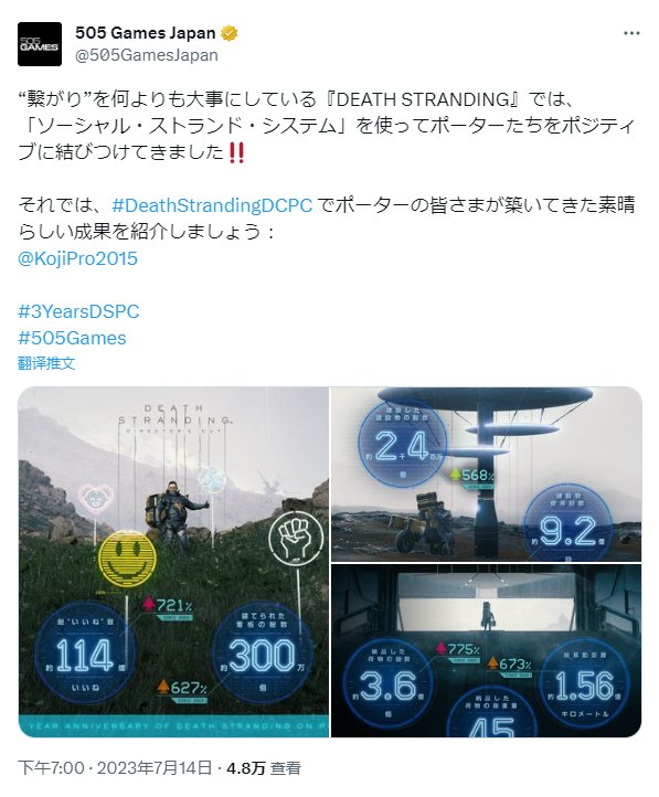 《死亡搁浅》PC版发售3周年！505 Games公开游戏部分数据