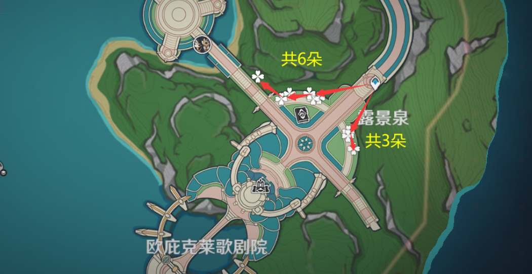 原神虹彩蔷薇采集路线图