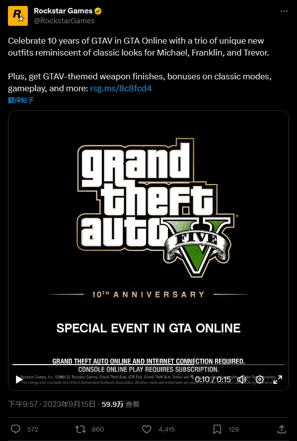 《GTA5》本周末十周年 R星是否会公布《GTA6》？