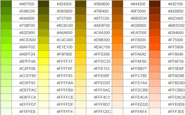 颜色代码表高清