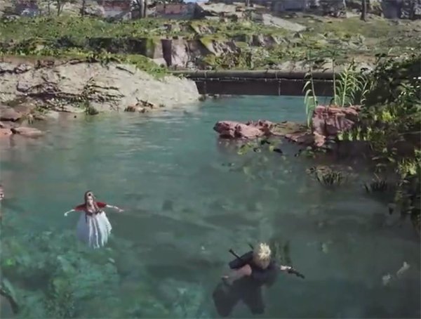 《最终幻想7：重生》新实机：克劳德能在水中游泳！