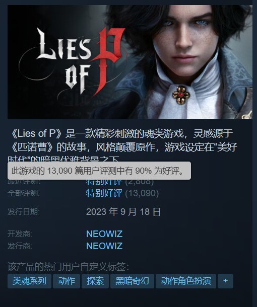 《匹诺曹的谎言》首次打折 标准版 20%Steam国区售价238.4元