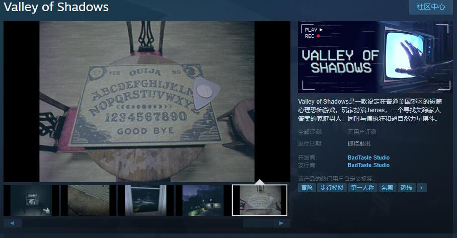 短篇心理恐怖游戏《Valley of Shadows》Steam页面上线