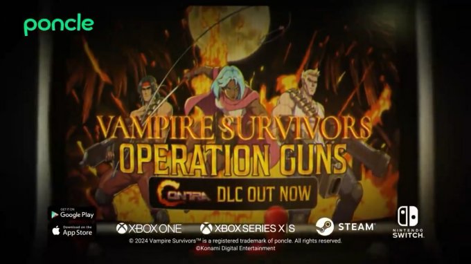 《吸血鬼幸存者》联动《魂斗罗》DLC“Operation Guns”推出