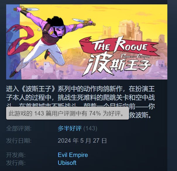 《波斯王子：Rogue》Steam开启抢先体验 售价70.2元